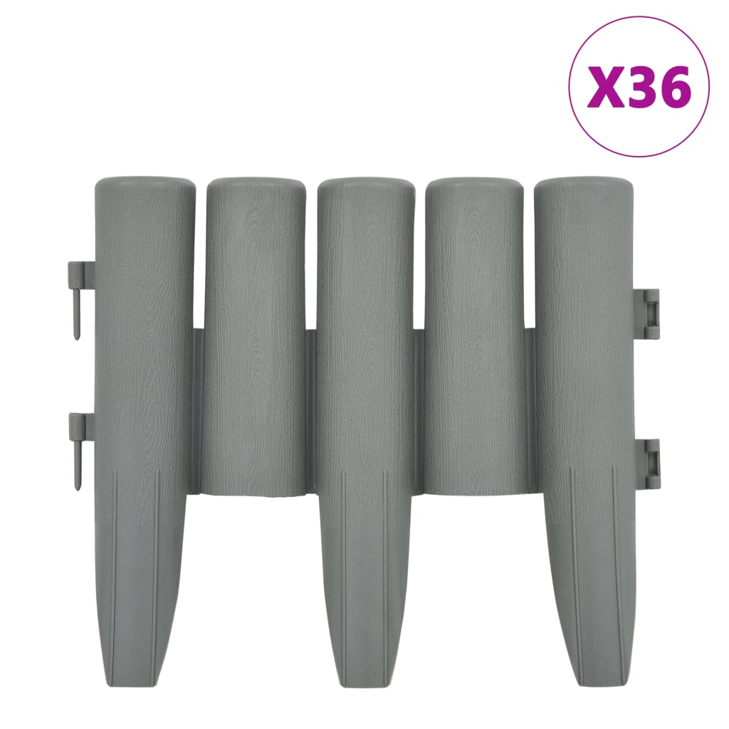 Vidaxl Gazon edges 36 st 10 m pp gray