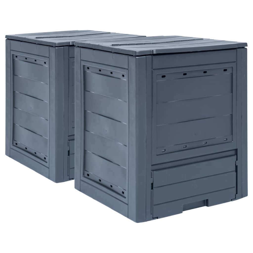 Vidaxl Compost Bins 2 PC 520 L 60x60x73 cm Grigio