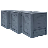 Vidaxl Compost bins 3 pcs 780 L 60x60x73 cm Gray