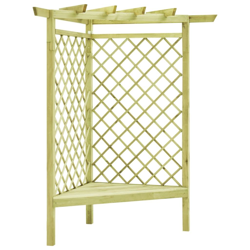 Vidaxl Corner Pergola con asiento 130x130x197 cm de madera de pino impregnada