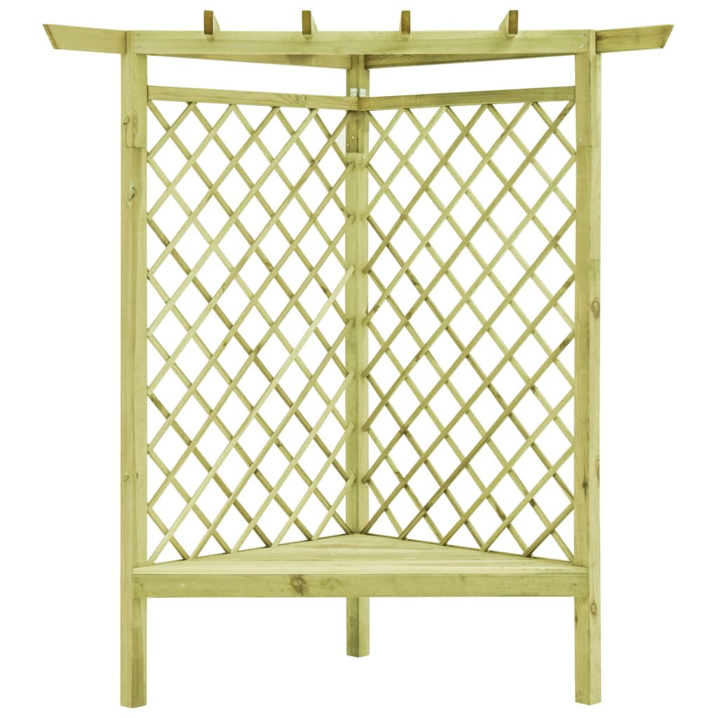 Vidaxl Corner Pergola avec siège 130x130x197 cm en bois de pin imprégné