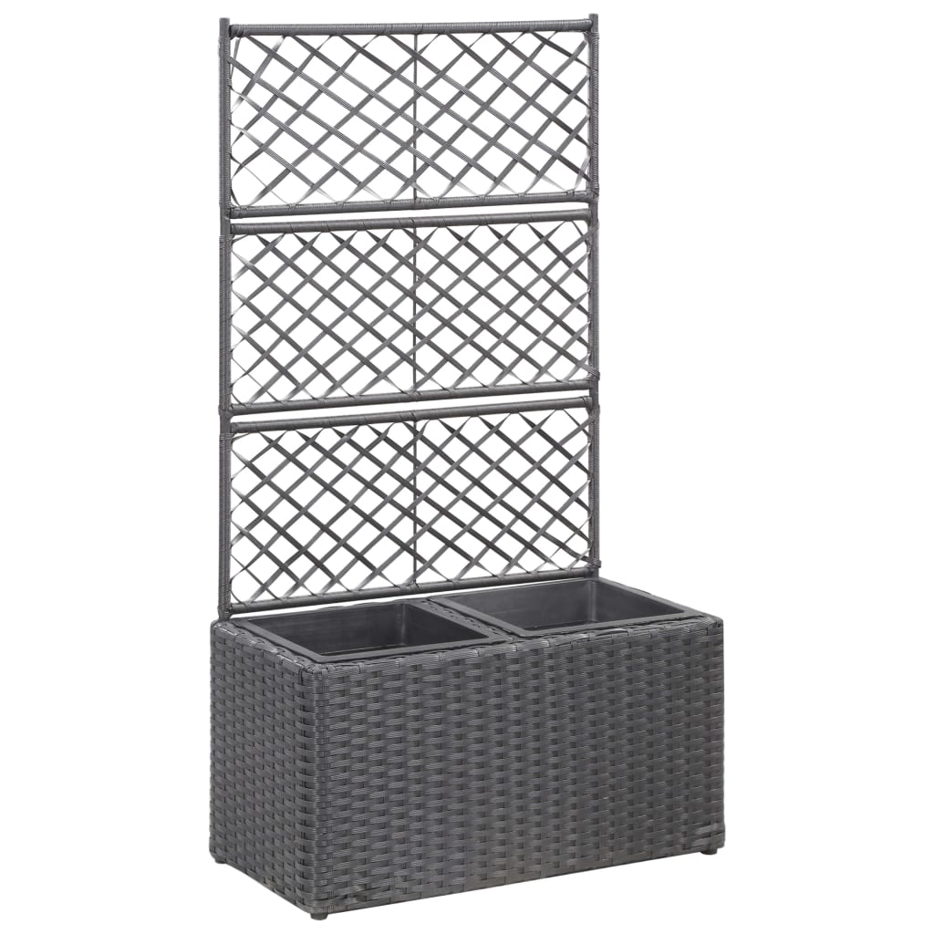 Vidaxl Latwerkplitterbecher goufe mat Pots 58x3x10 cm Rattan schwaarz gesammelt