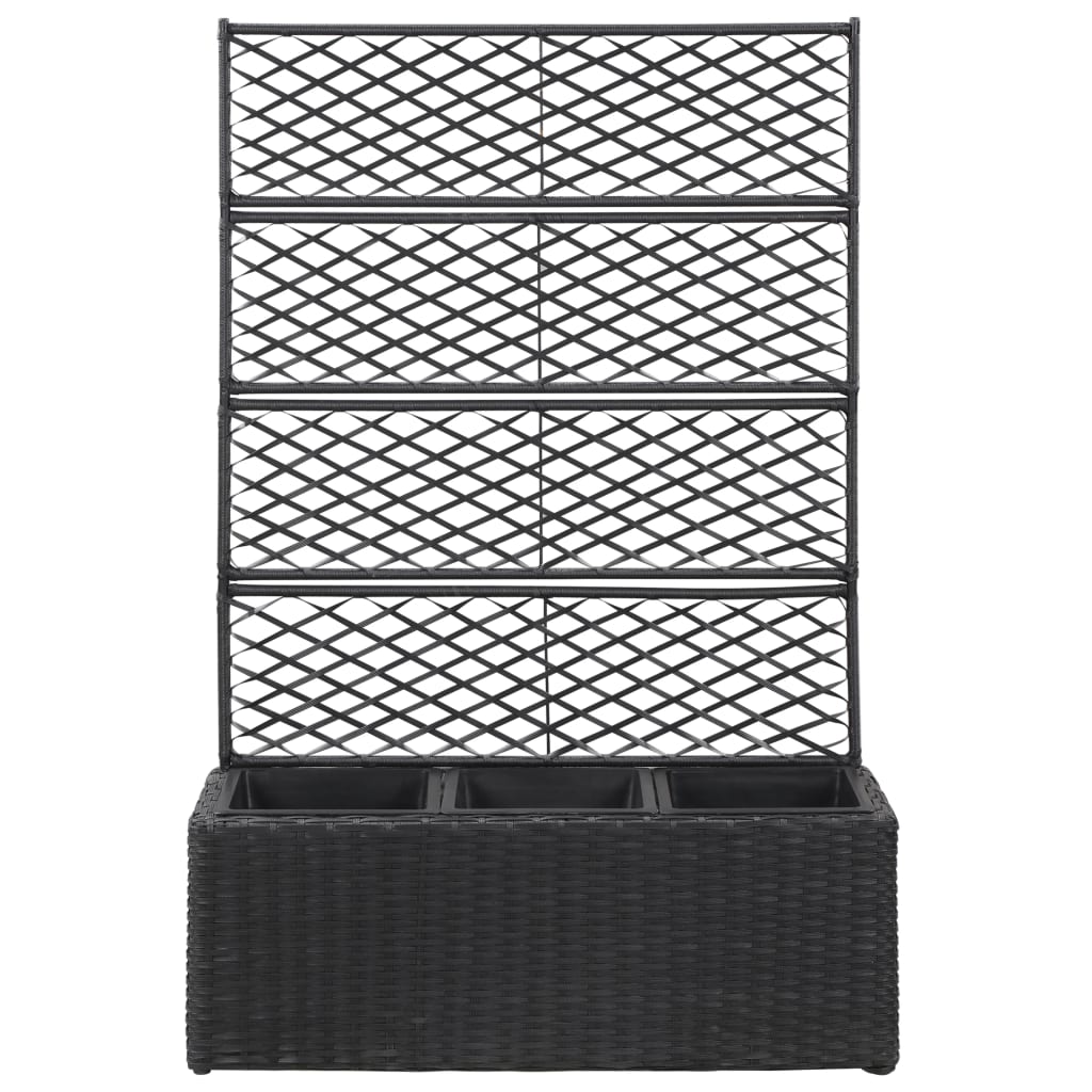 Vidaxl Latwerkplantenbak podniesiony z doniczkami 83x30x130 cm rattan czarny