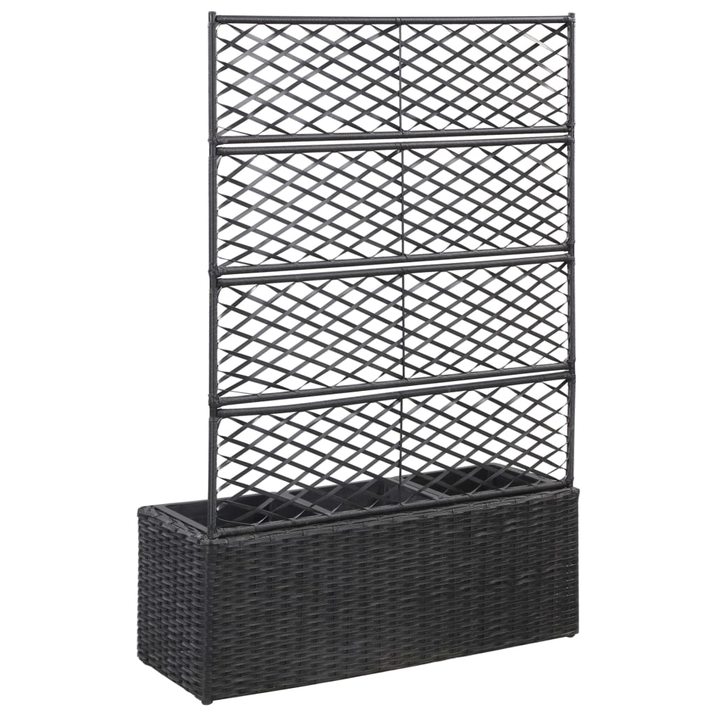 Vidaxl latwerkplantenbak criado con macetas 83x30x130 cm rattan negro