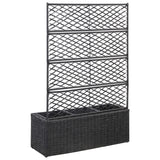 Vidaxl latwerkplantenbak criado con macetas 83x30x130 cm rattan negro