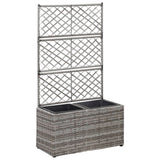 Vidaxl latwerkplantenbak élevé avec des pots 58x30x107 cm gris rattan