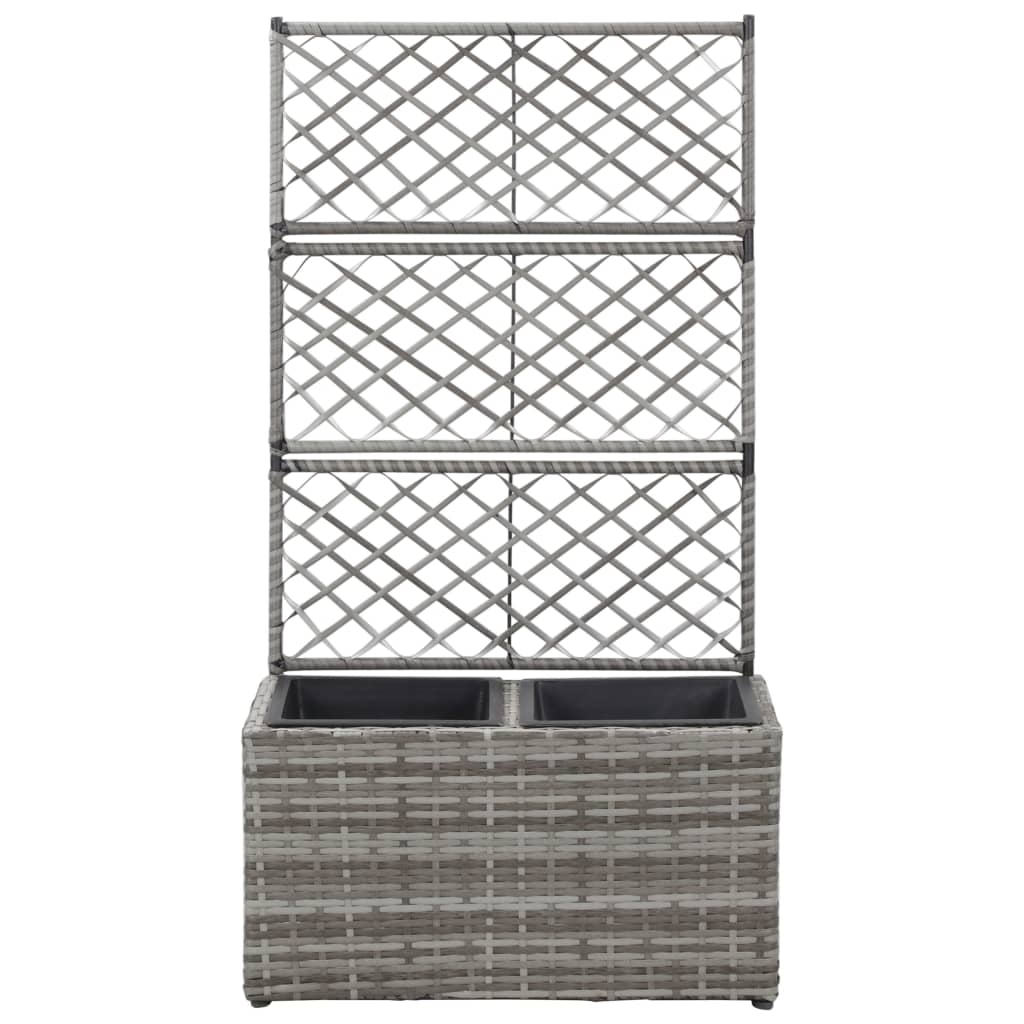 Vidaxl Latwerkplantenbak podniesiony z doniczkami 58x30x107 cm rattan grey