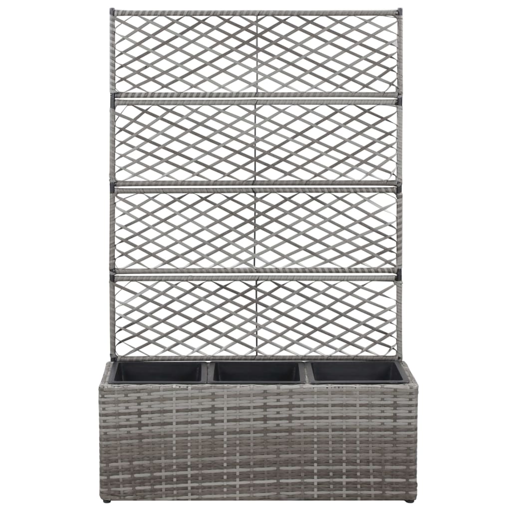 Vidaxl Latwerkplantenbak cresciuto con vasi 83x30x130 cm grigio rattan