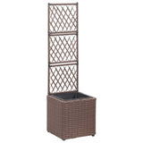 Vidaxl Latwerkplantenbak podniesiony z 1 garnkiem 30x30x107 cm rattan brąz