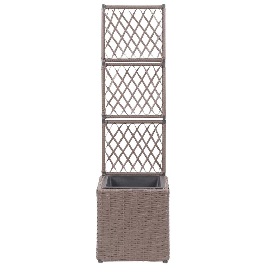 Vidaxl Latwerkplantenbak podniesiony z 1 garnkiem 30x30x107 cm rattan brąz