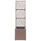 Vidaxl Latwerkplantenbak hevet med 1 potte 30x30x107 cm Rattan Brown