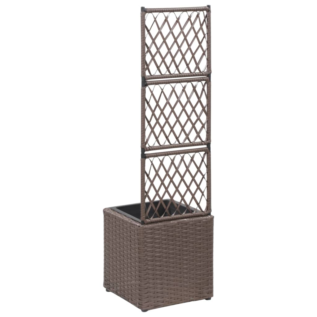 Vidaxl Latwerkplantenbak hevet med 1 potte 30x30x107 cm Rattan Brown