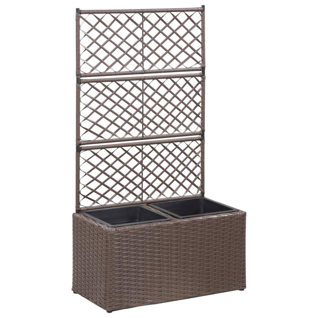 Vidaxl Latwerkplantenbak zvednutý s hrncemi 58x30x107 cm Rattan Brown