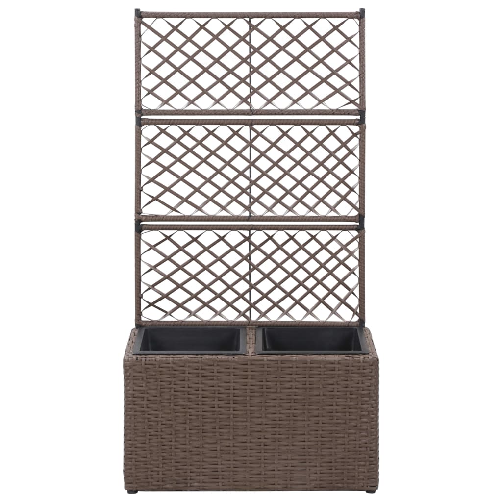 Vidaxl Latwerkplantenbak podniesiony z doniczkami 58x30x107 cm rattan brąz