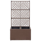 Vidaxl Latwerkplantenbak podniesiony z doniczkami 58x30x107 cm rattan brąz