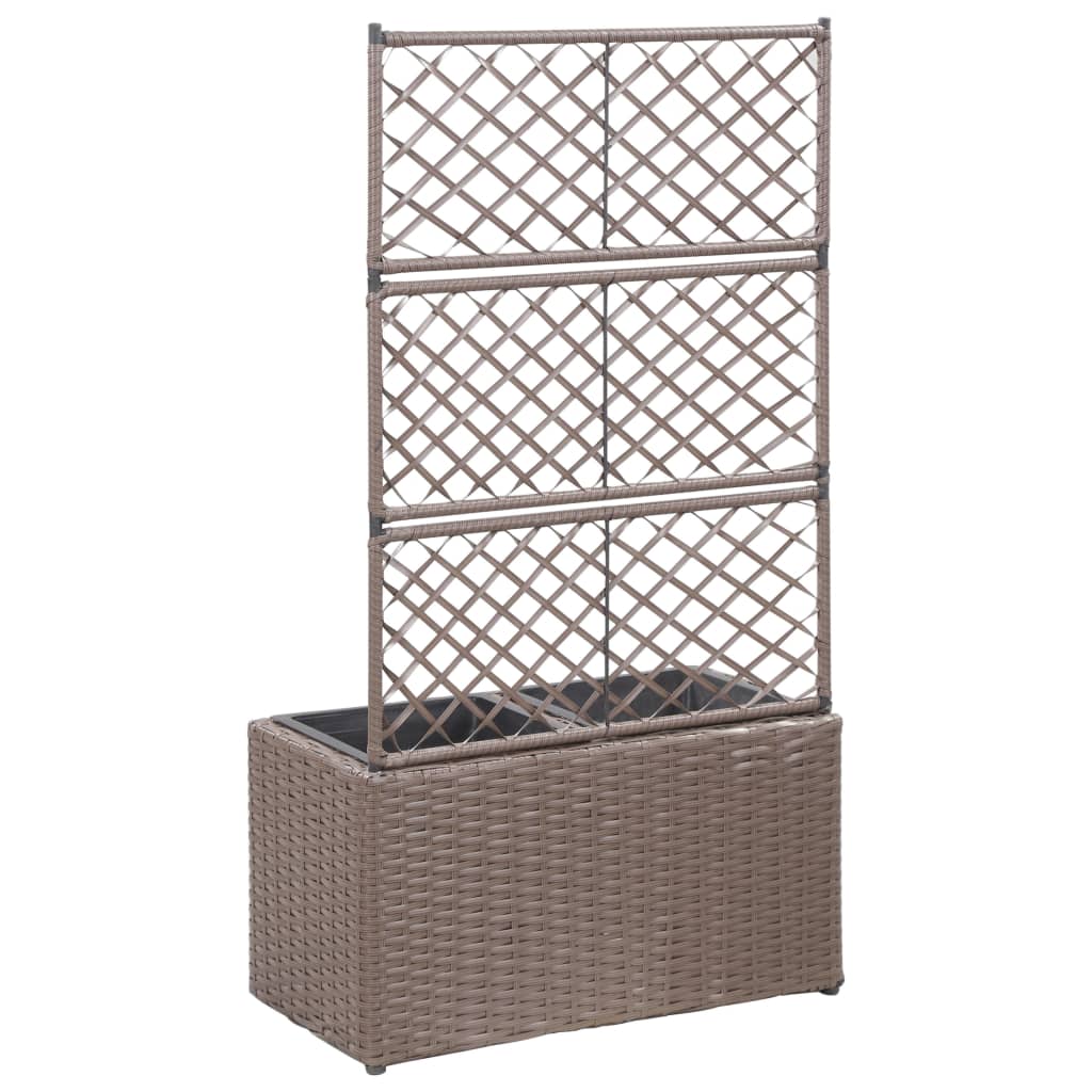 Vidaxl latwerkplantenbak mit Töpfen 58x30x107 cm Rattan Brown erhoben