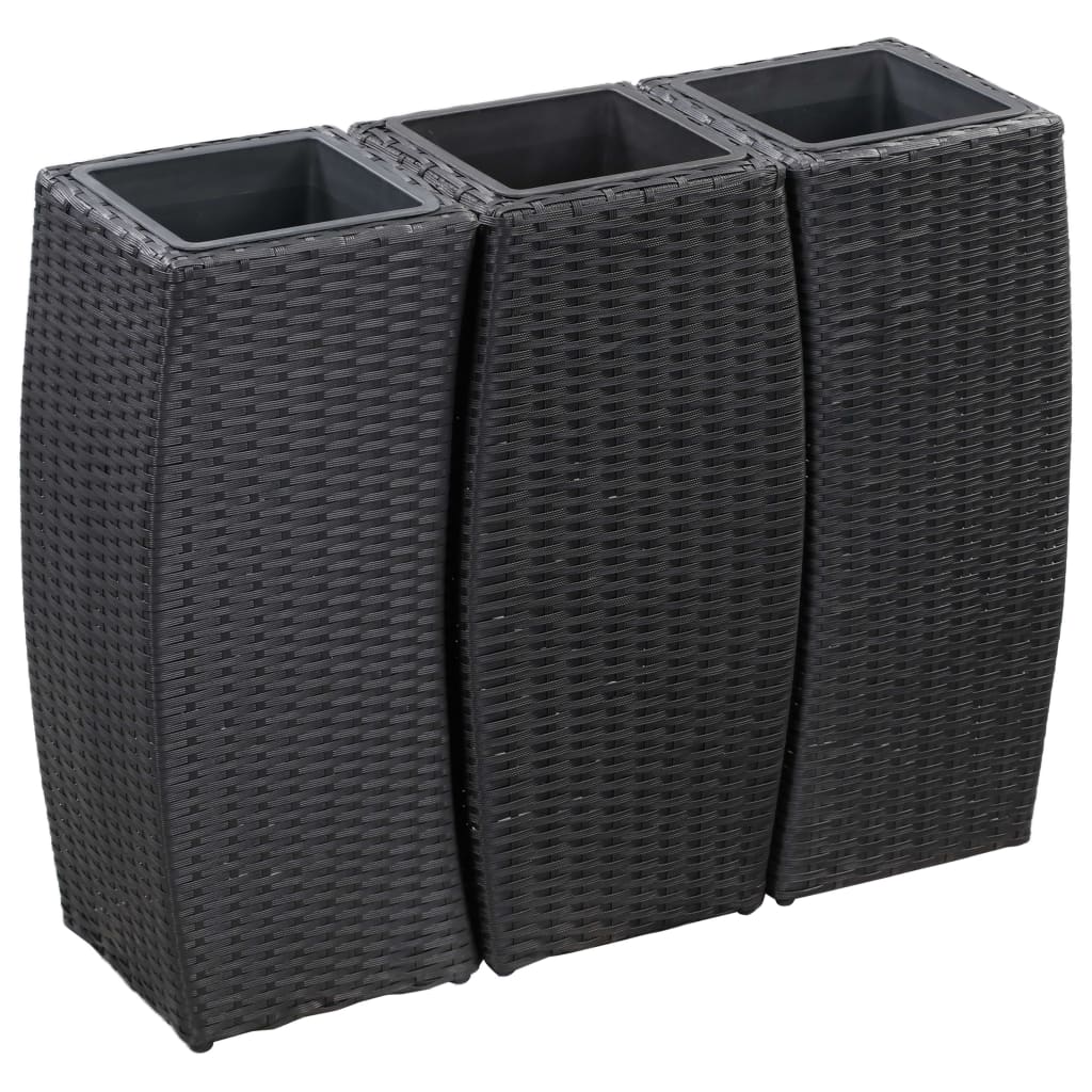 Plantadores Vidaxl criados en 3 st Poly Rattan Black