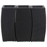 Vidaxl Planters a relevé le 3 St Poly Rattan Black