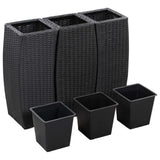 Plantadores Vidaxl criados en 3 st Poly Rattan Black