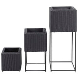 Vidaxl Planters hævede 3 st poly rotting sort