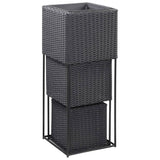 Le fioriere Vidaxl hanno allevato 3 St Poly Rattan Black