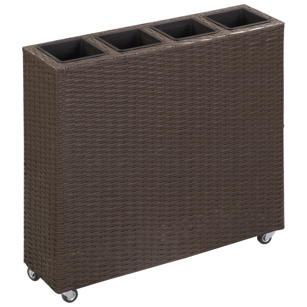 Vidaxl Planter raised by 4 pots 80x22x79 cm Poly Rattan Brown