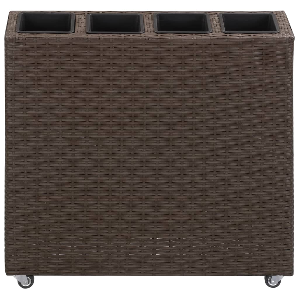 Vidaxl Planter uppfostrad av 4 krukor 80x22x79 cm Poly Rattan Brown