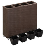 Vidaxl Planter uppfostrad av 4 krukor 80x22x79 cm Poly Rattan Brown