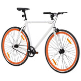 Bicicleta Vidaxl con engranaje fijo 700 C 51 cm blanco y naranja