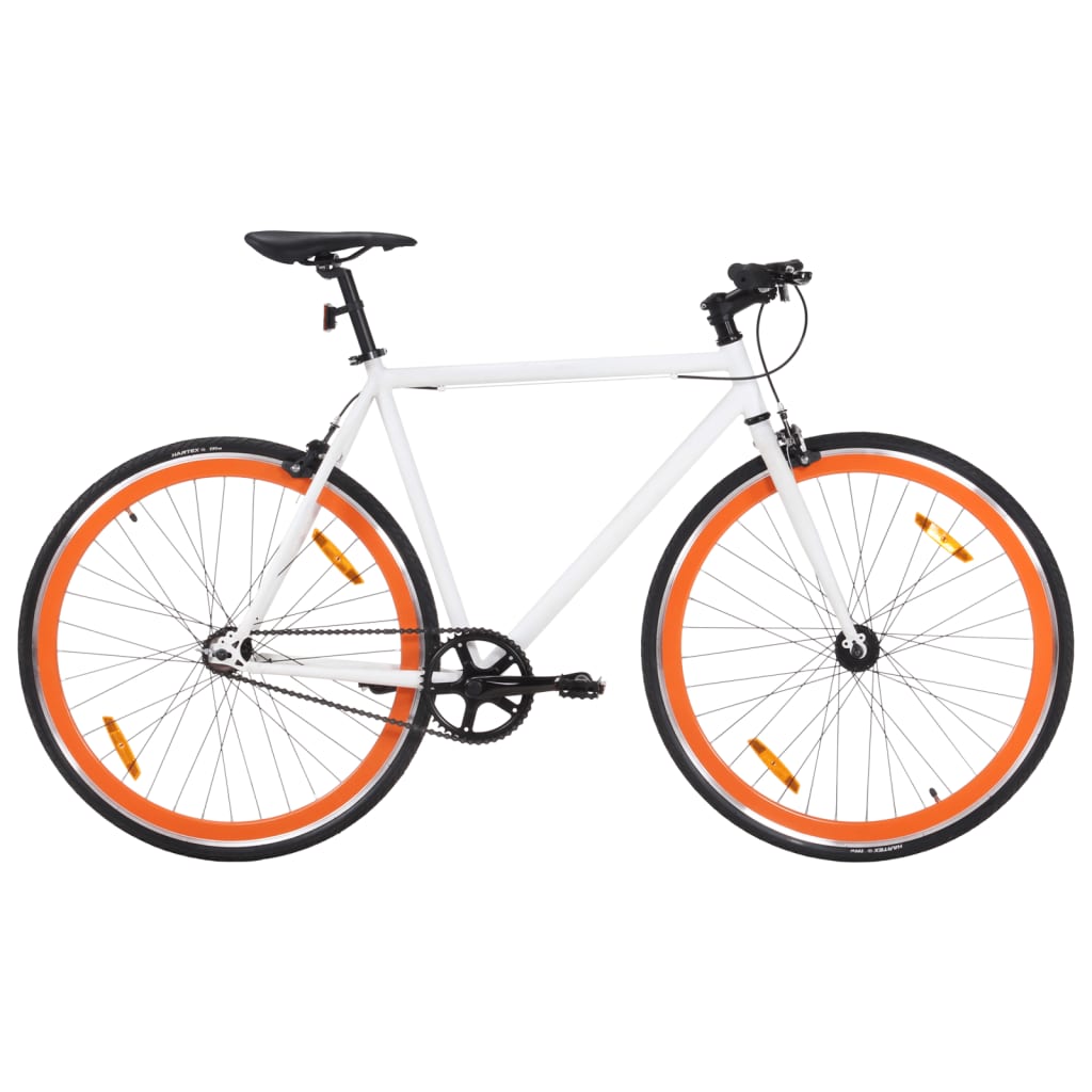 Vidaxl cykel med fast gear 700 c 59 cm hvid og orange