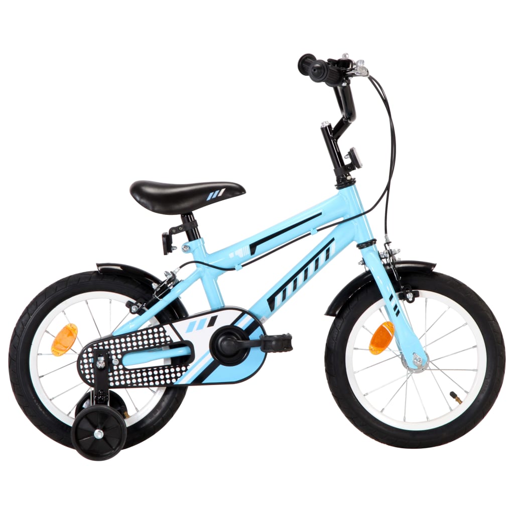 Vidaxl bicicleta para niños 14 pulgadas negras y azules