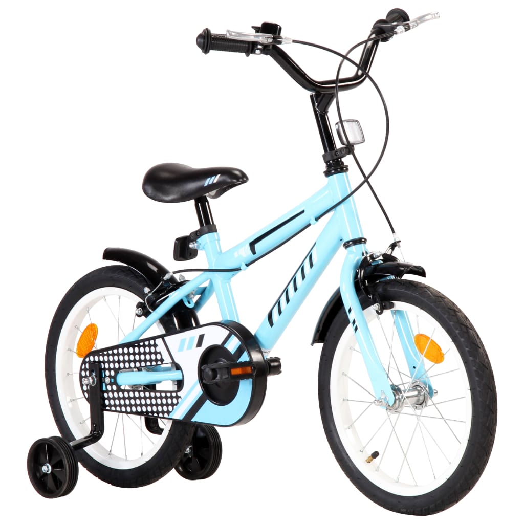 Vidaxl bicicleta para niños de 16 pulgadas negras y azules