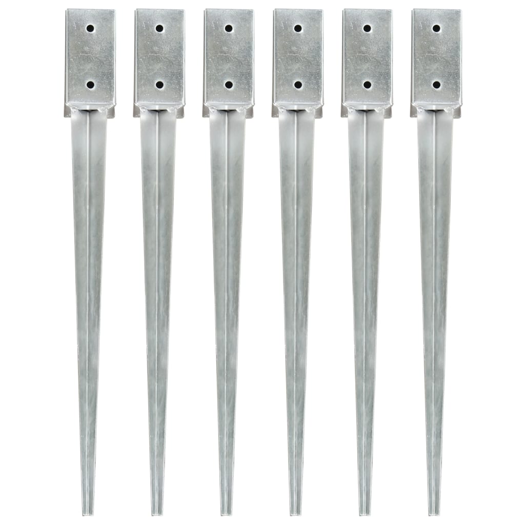 Vidaxl Ground Pins 6 pcs 7x7x75 cm galvaniseret stål sølvfarvet