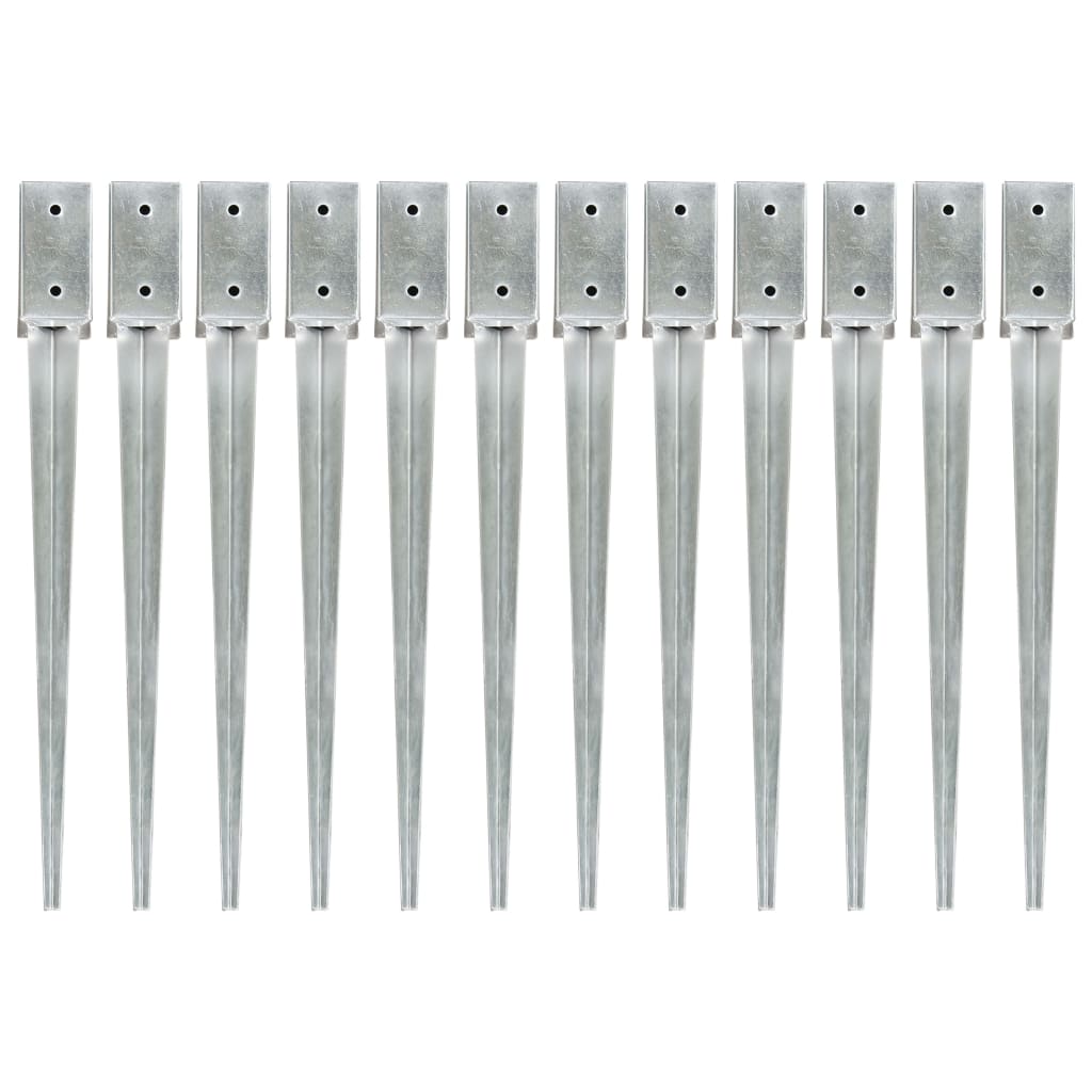 Vidaxl ground pins 12 st 7x7x75 cm galvanized steel silver colored