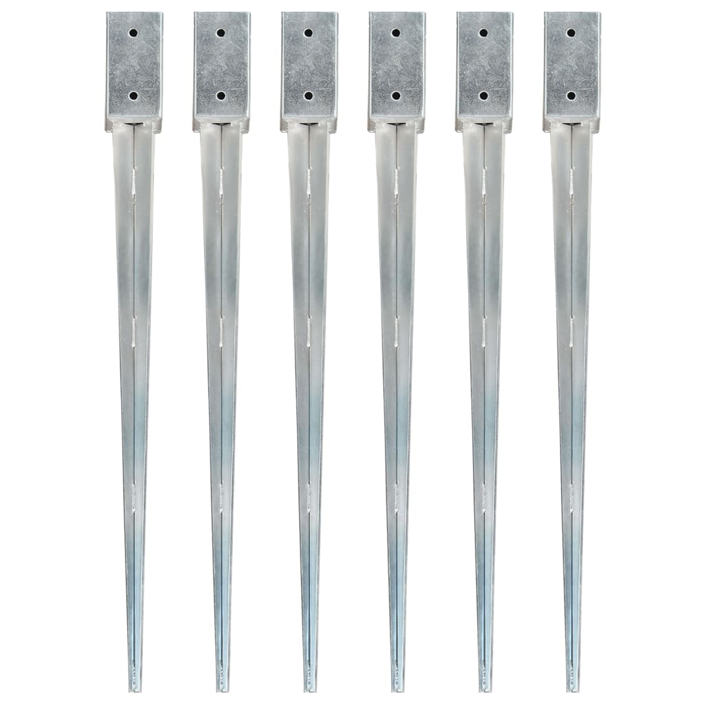 Vidaxl Ground Pins 6 PCS 7x7x90 cm galvaniseret stål sølvfarvet