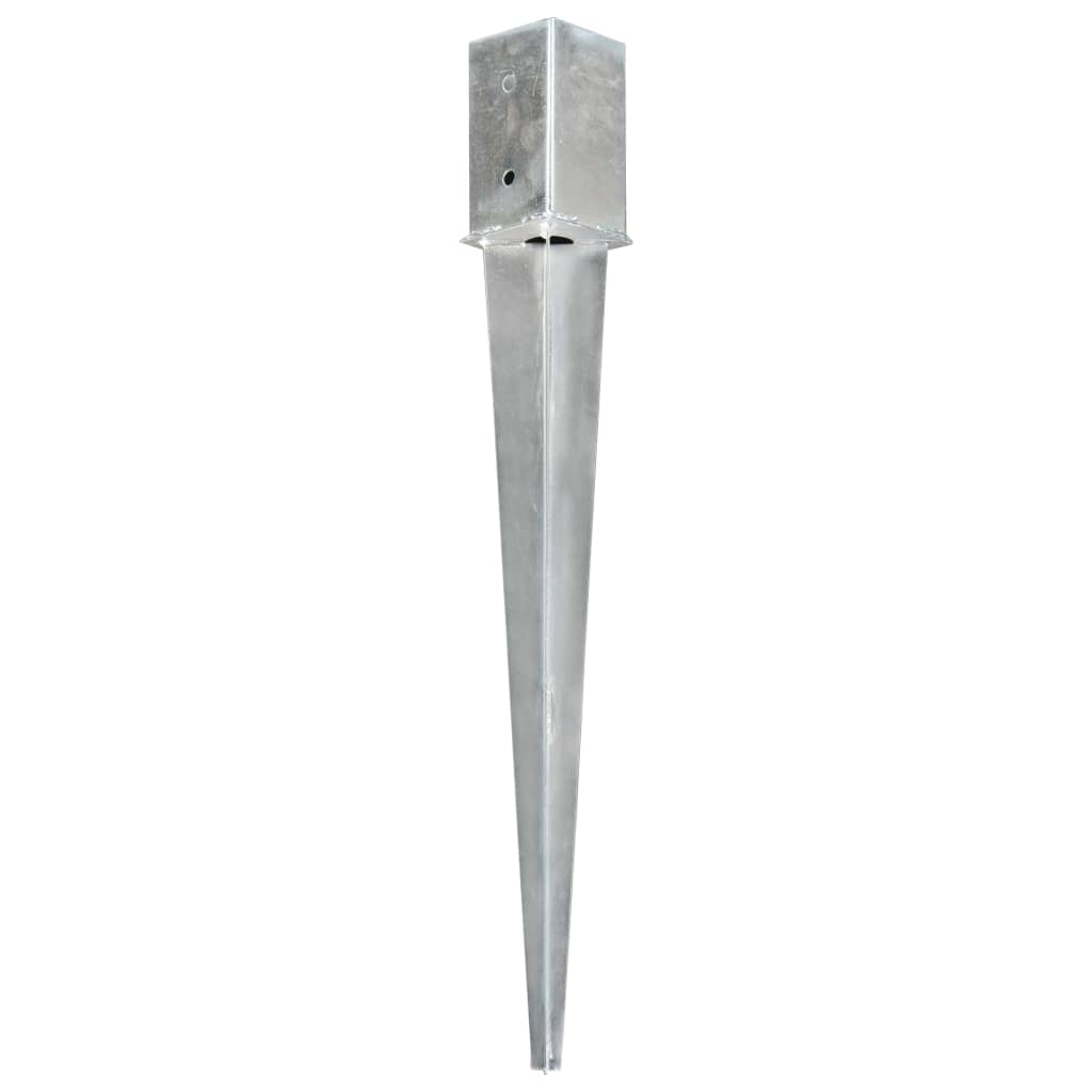 Vidaxl ground pins 2 st 8x8x76 cm galvanized steel silver colored