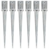 Vidaxl ground pins 6 pcs 9x9x75 cm galvanized steel silver colored