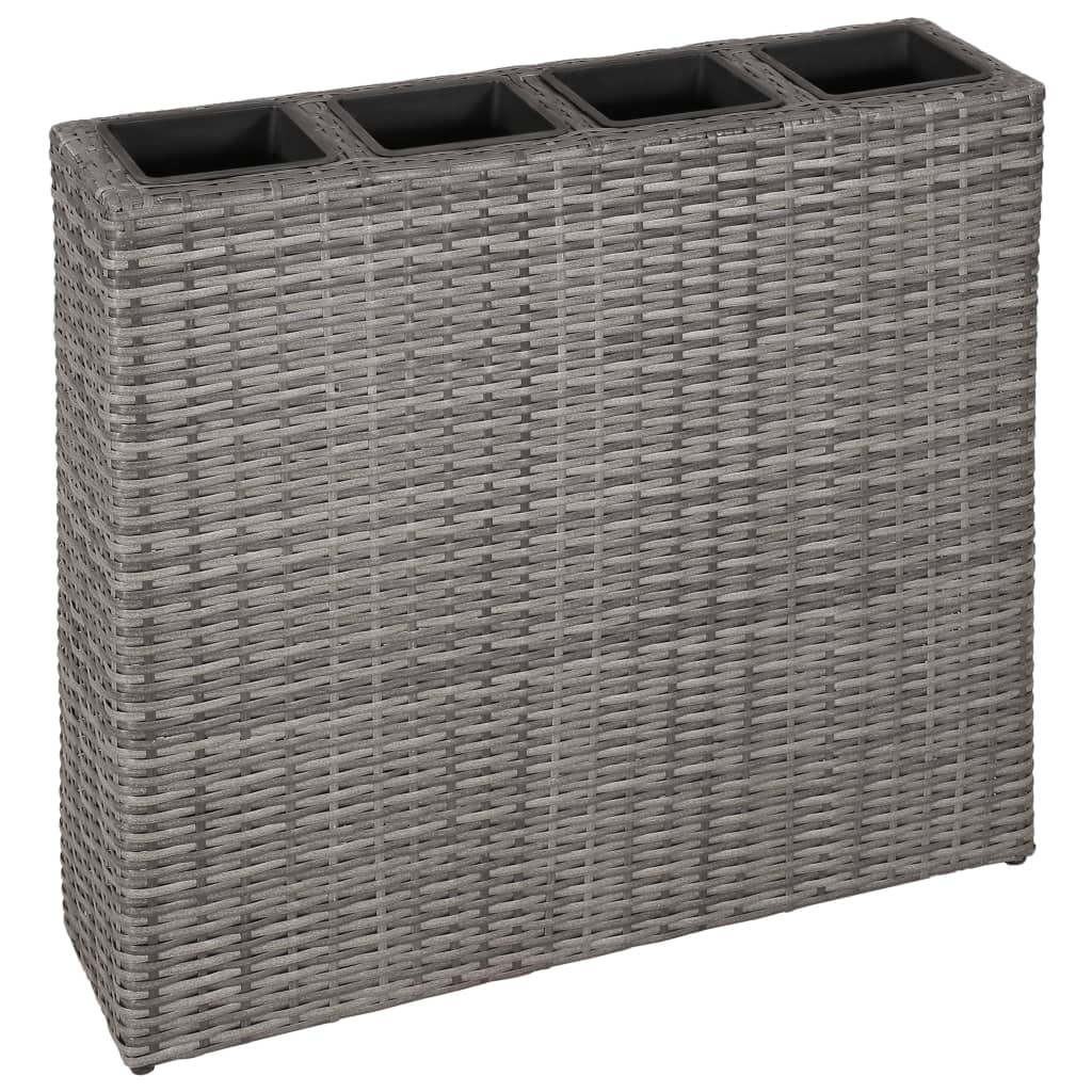 Plantador Vidaxl elevado con 4 macetas 2 PCS Poly Rattan Gray