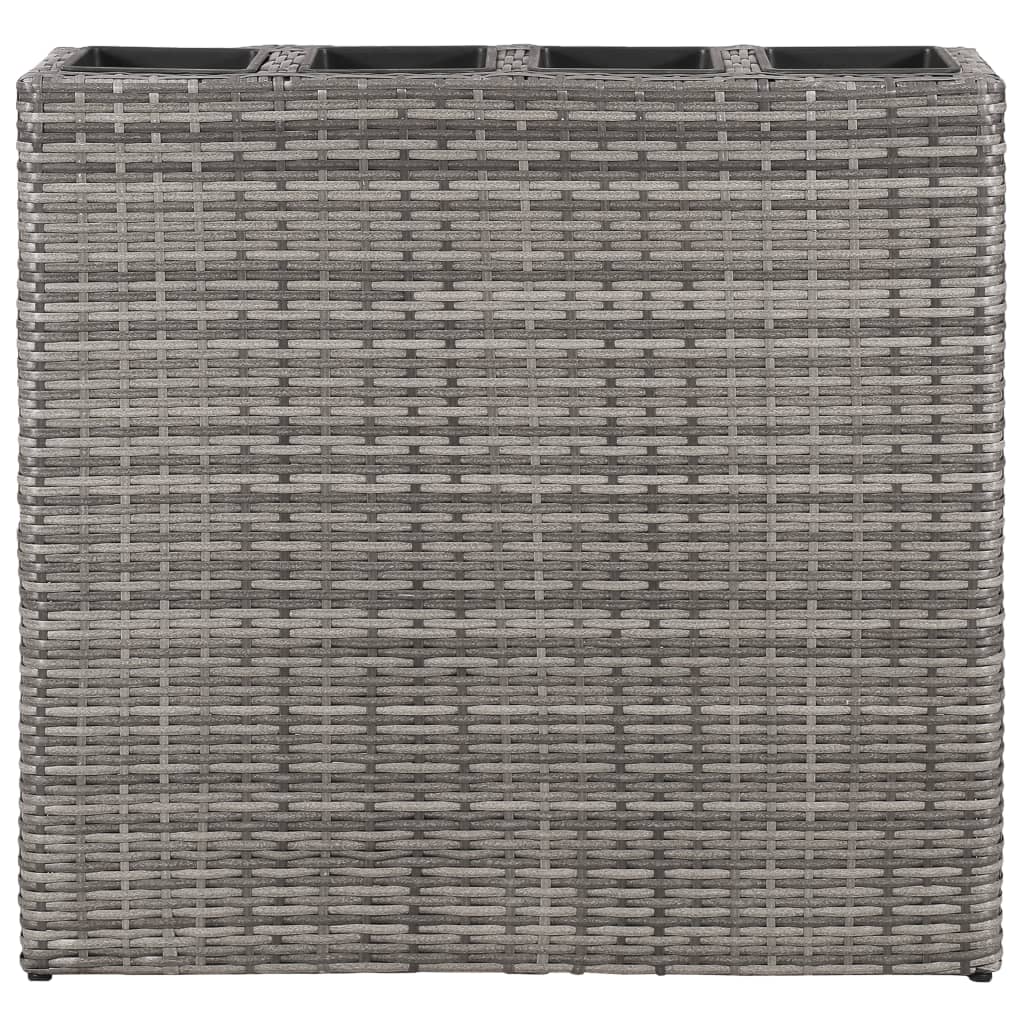 VIDAXL -Pflanzer mit 4 Töpfen 2 PCs Poly Rattan Grey angehoben