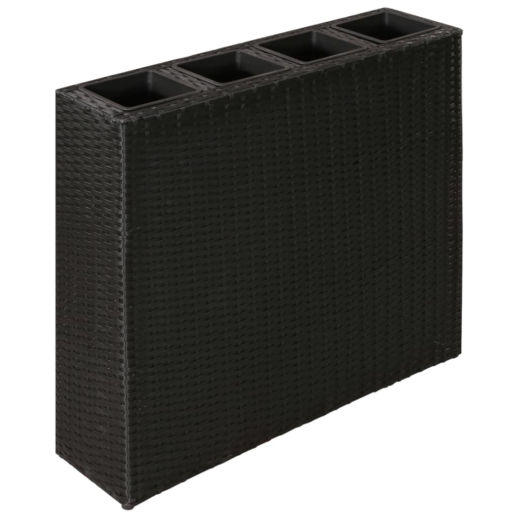 Bidaxl Planter uppvuxen med 4 krukor 2 st poly Rattan svart