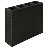 Vidaxl Planter raised with 4 pots 2 pcs poly rattan black