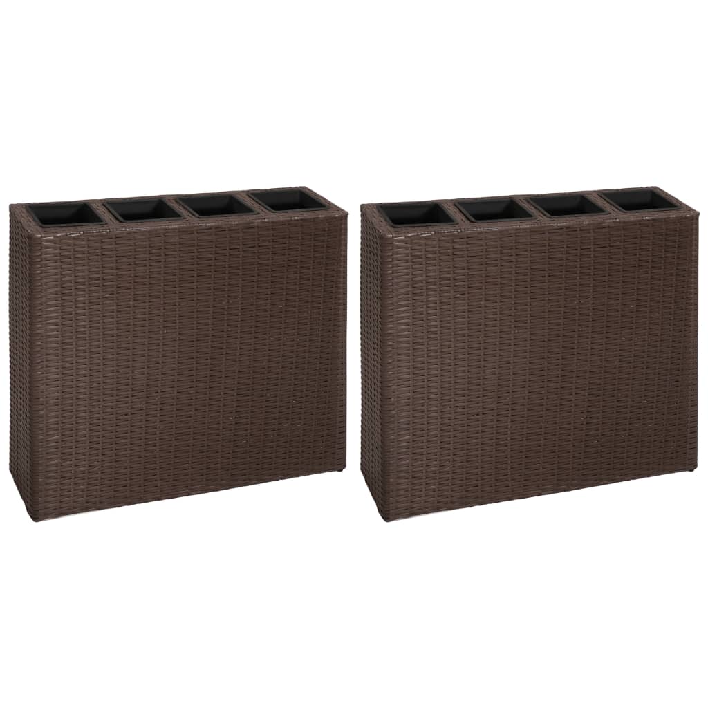 Vidaxl Planning Box podniesiony z 4 garnkami 2 St Poly Rattan Brown