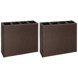 Scatola di pianificazione Vidaxl sollevata con 4 pentole 2 St Poly Rattan Brown