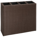 Vidaxl Planning Box podniesiony z 4 garnkami 2 St Poly Rattan Brown