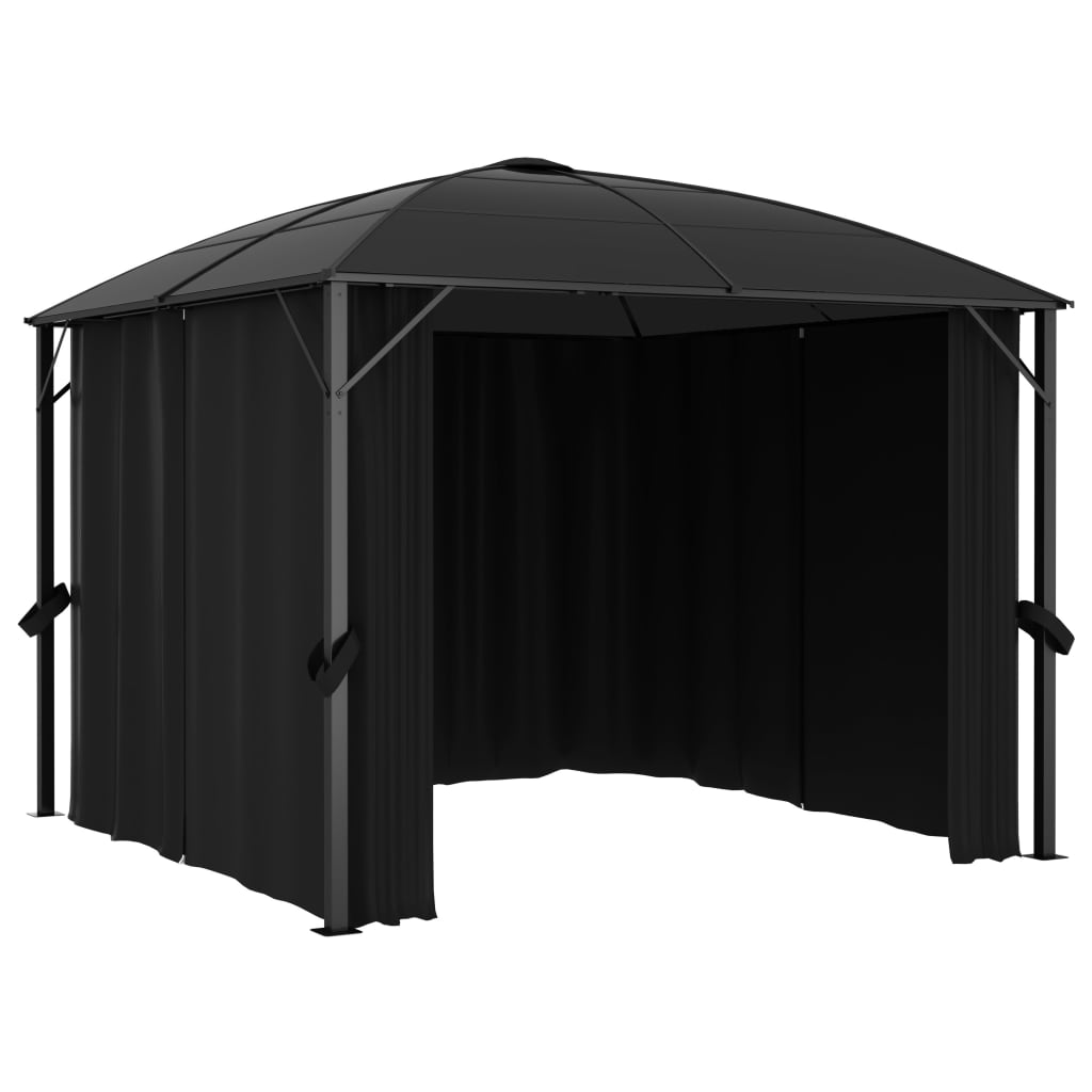 Vidaxl arbor with curtains 300x300x265 cm anthracite