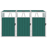 Vidaxl Waste Bin Storage Triple 213x81x121 cm en acier vert