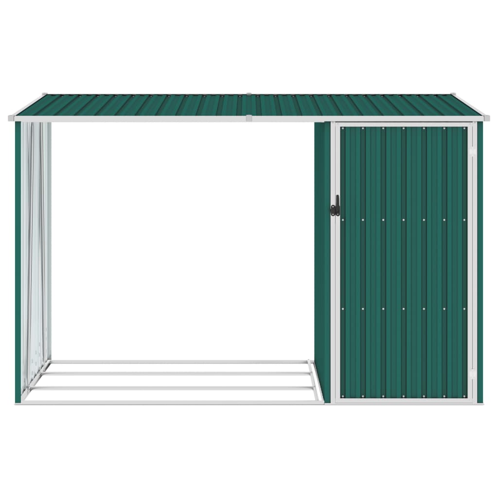 Vidaxl Firewood Shed 245x98x159 cm Galvanisé en acier vert