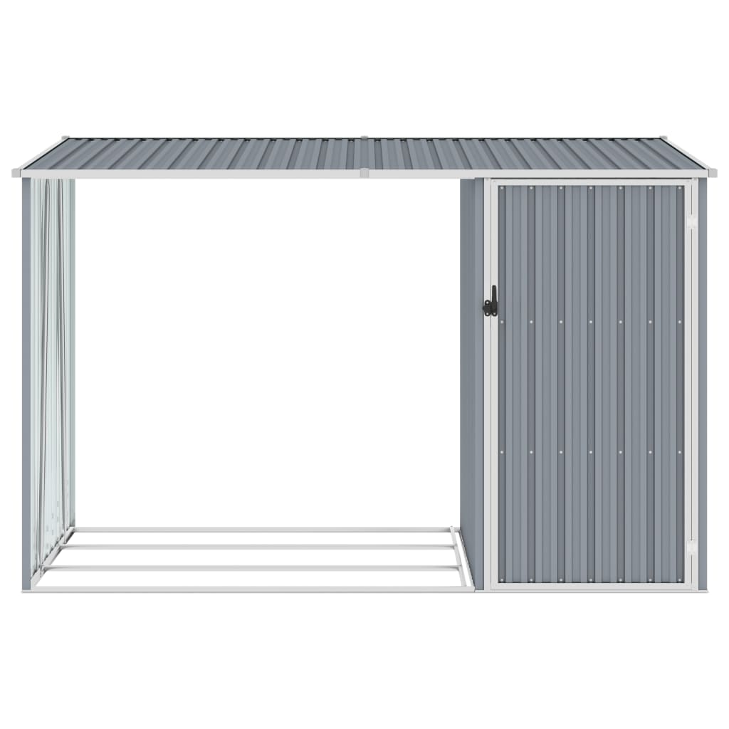 Vidaxl Firewood Shed 245x98x159 cm de acero galvanizado gris