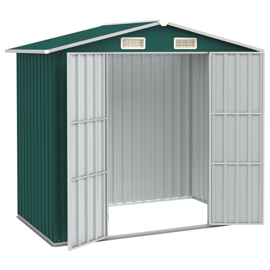 Vidaxl Garden Shed 205x129x183 cm Galvaniseret stålgrøn