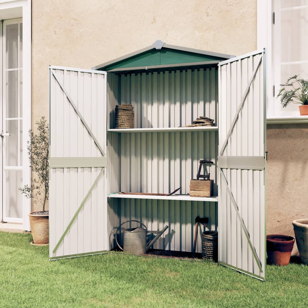 Vidaxl garden shed 116x45x175 cm galvanized steel green